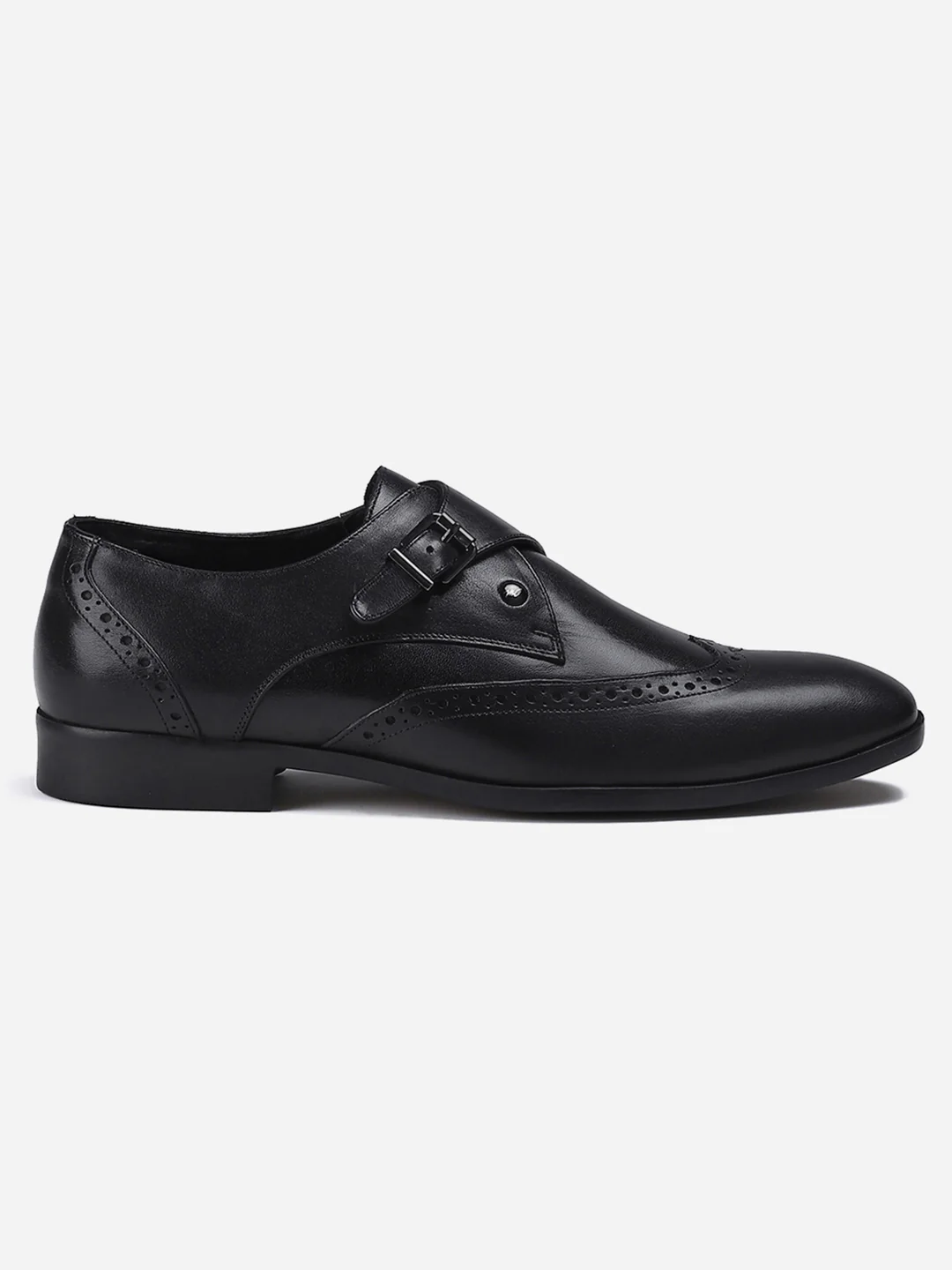 Men Black Buckle Genuine Leather Formal Monks - Image 3