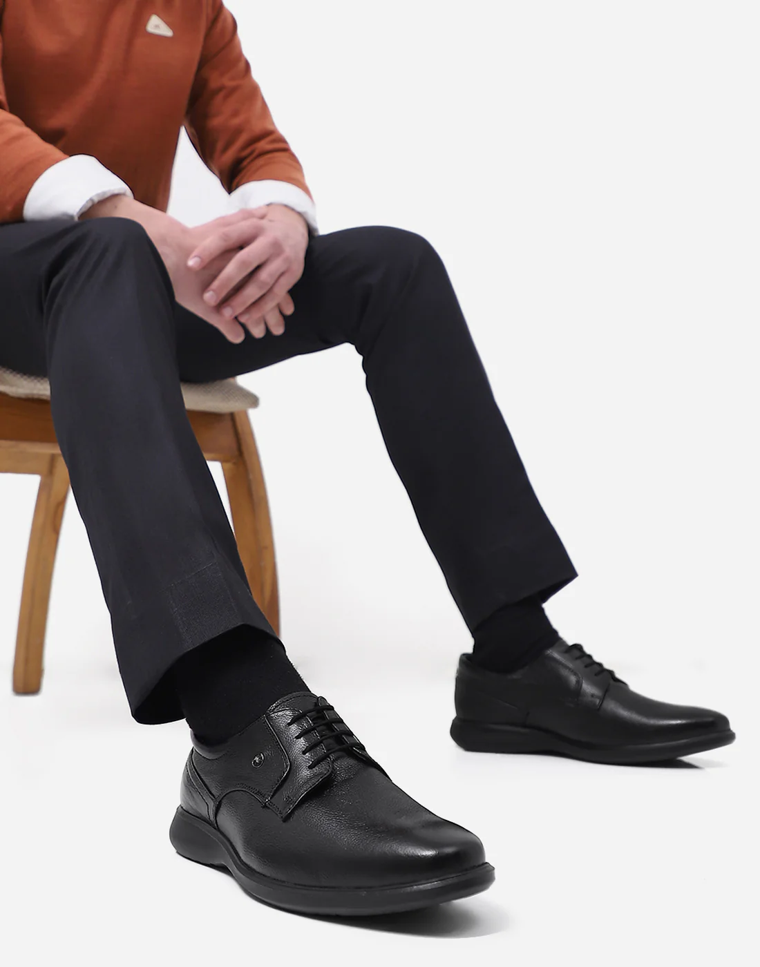 Men Black Lace Up Genuine Leather Formal Derby - Image 10