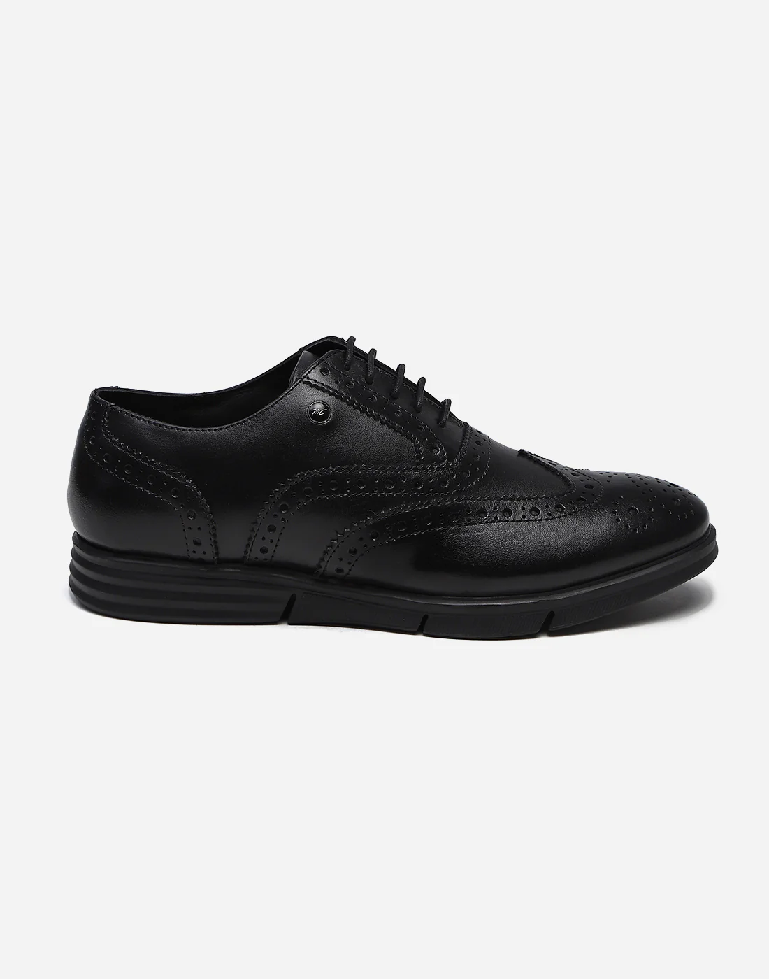 Men Black Lace Up Genuine Leather Formal Brogues - Image 3