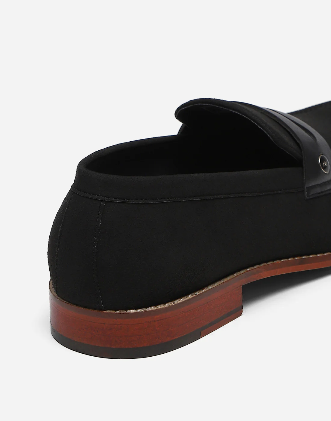 Men Black Slip on Microfiber Loafers - Image 8