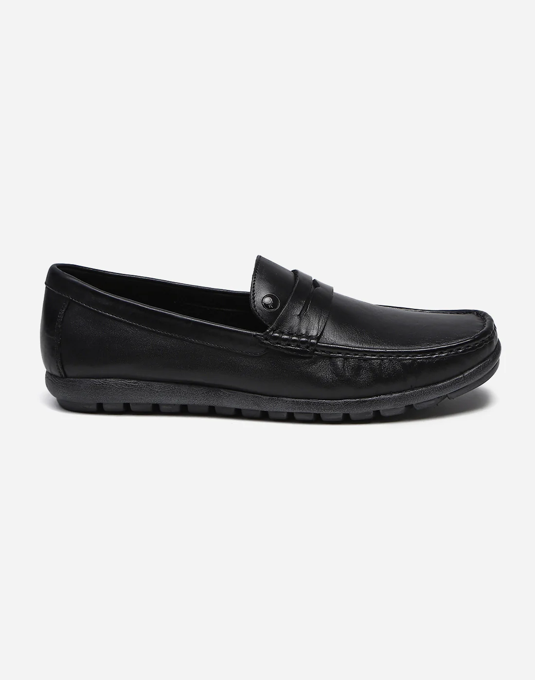 Men Black Slip on Genuine Leather Penny Loafers - Image 4