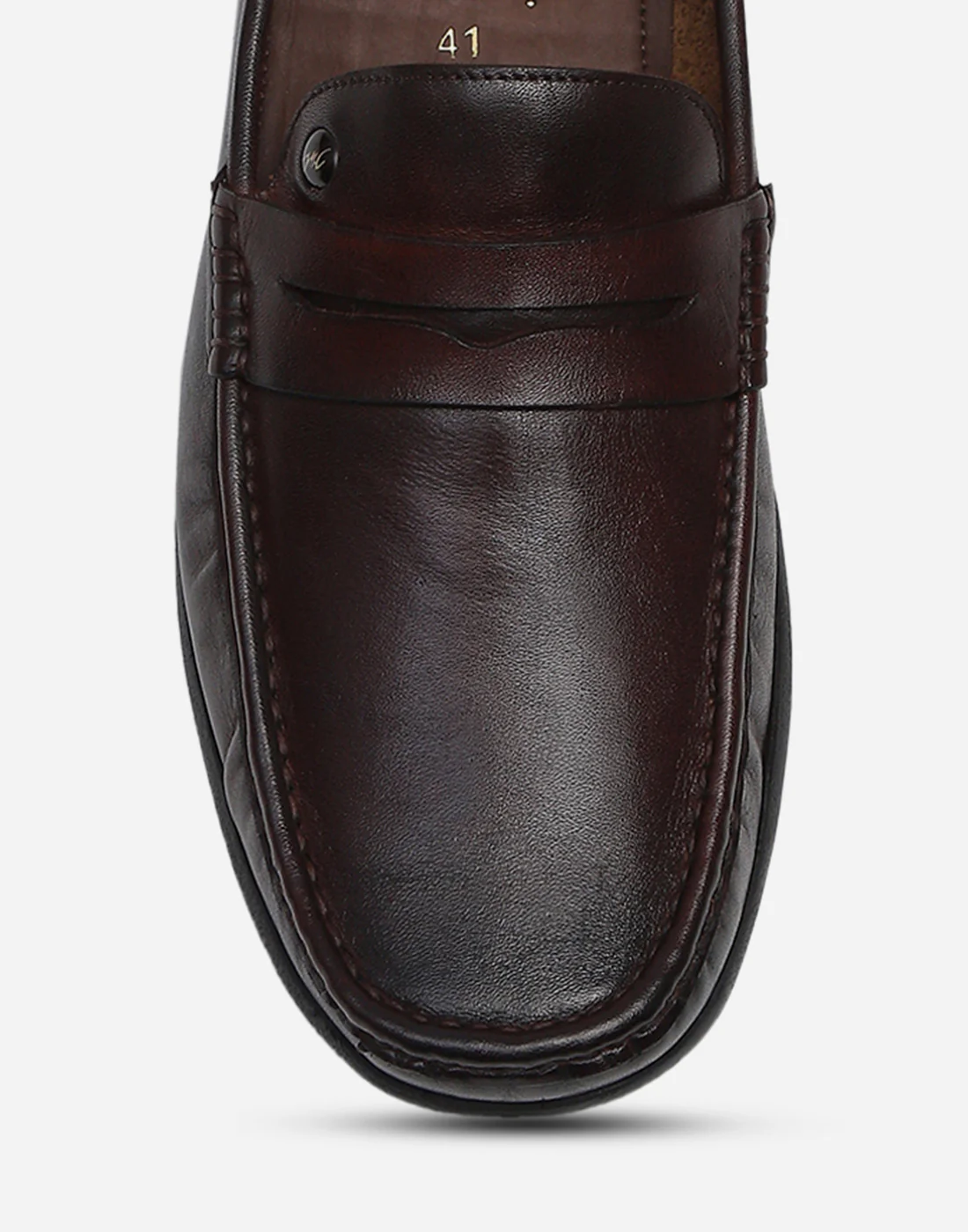 Men Brown Slip on Genuine Leather Penny Loafers - Image 7