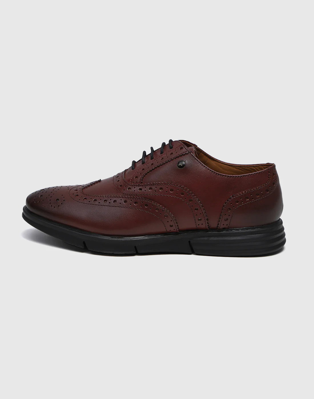 Men Burgundy Lace Up Genuine Leather Formal Brogues - Image 4