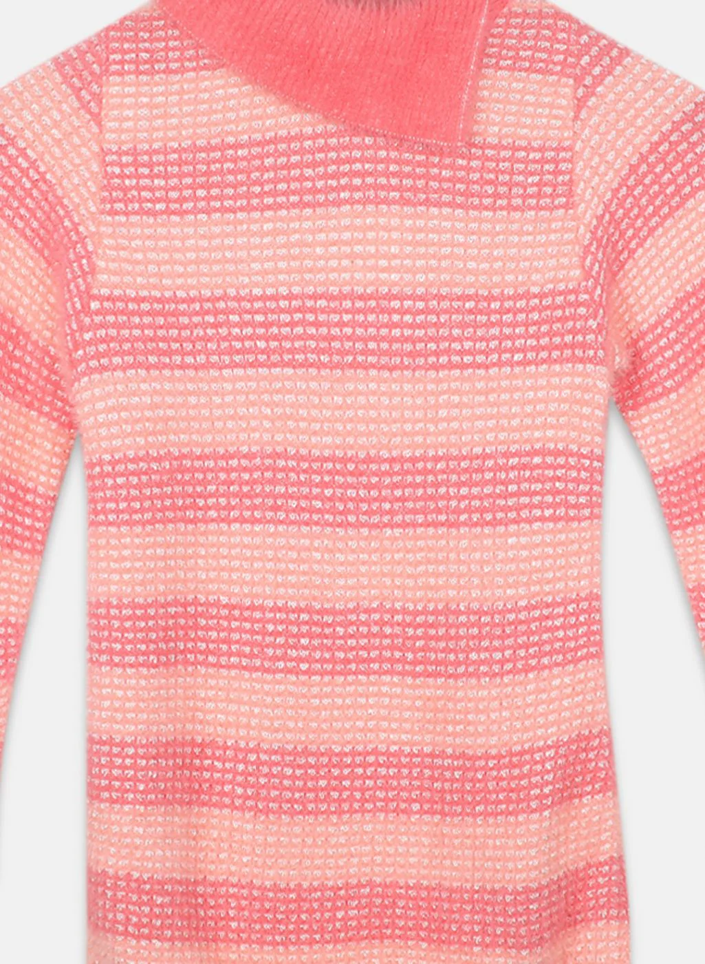 Girls Coral Pink Stripe Top - Image 3