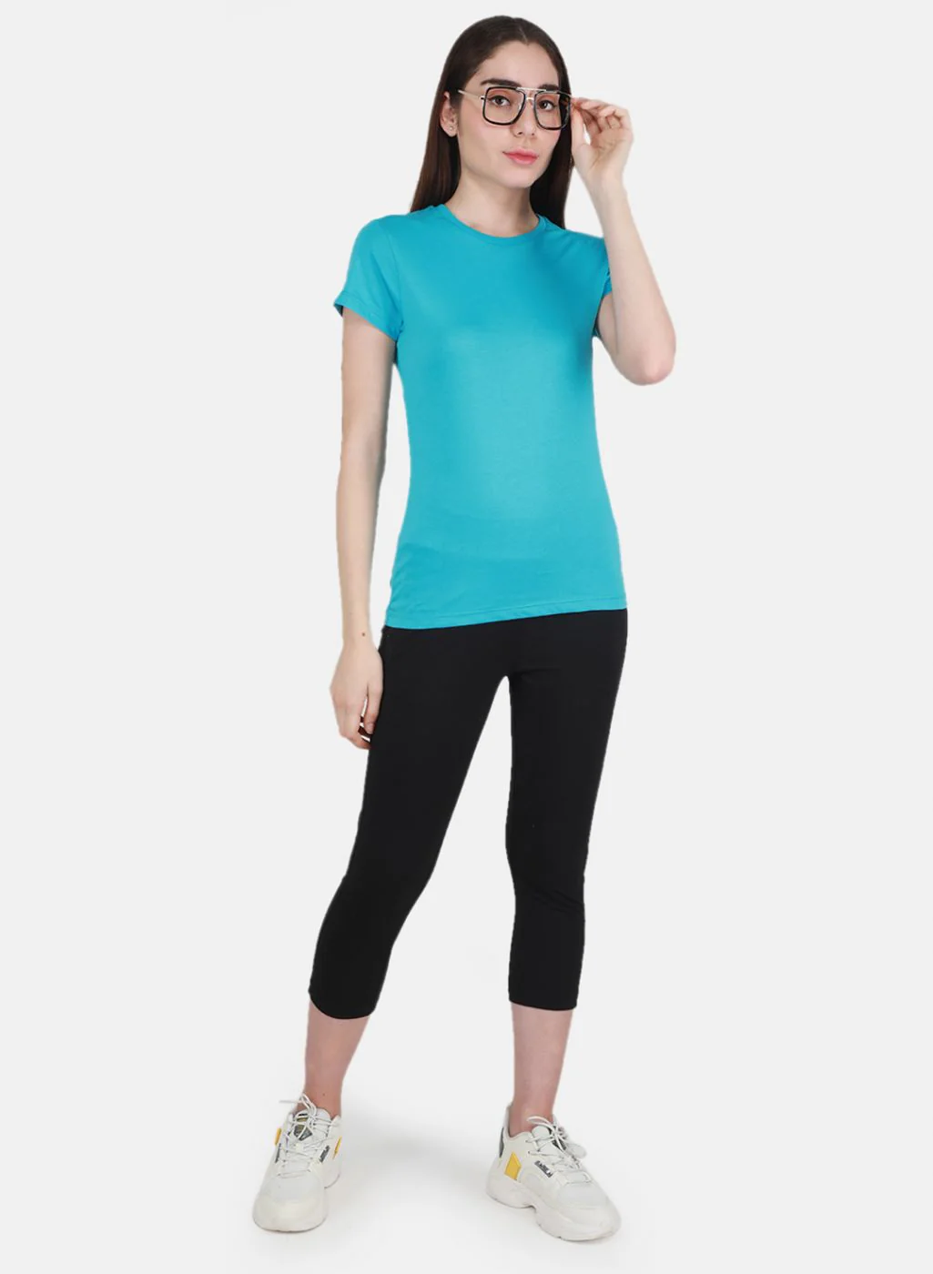 Women Yellow & Turquoise Blue Solid Top 2 Pc Set - Image 5
